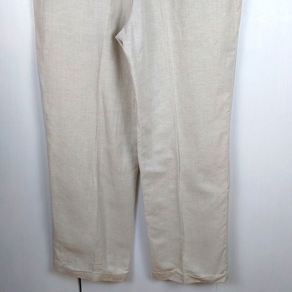 Liz Claiborne Mens Cream LINEN Trouser Pants Neutral Preppy Luxe Sz.38x32 - Picture 8 of 11